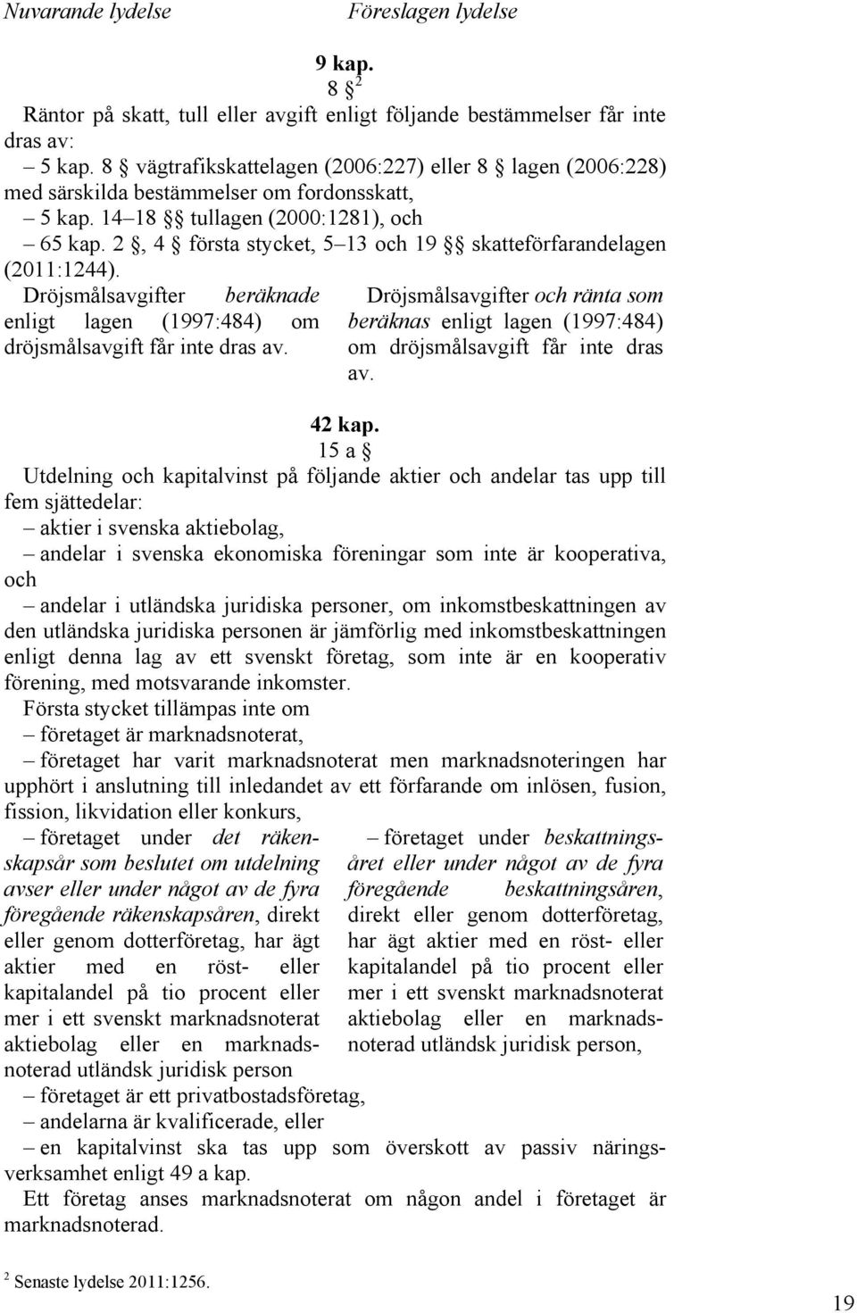 2, 4 första stycket, 5 13 och 19 skatteförfarandelagen (2011:1244). Dröjsmålsavgifter beräknade enligt lagen (1997:484) om dröjsmålsavgift får inte dras av.