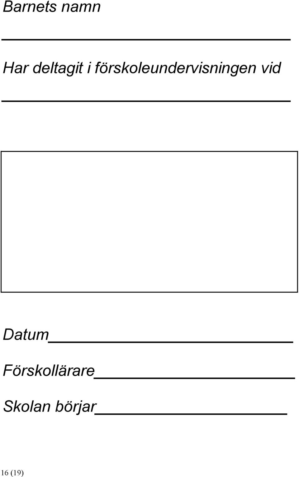 förskoleundervisningen