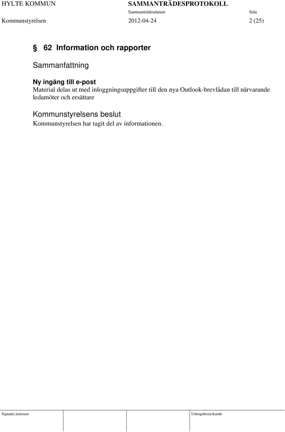 inloggningsuppgifter till den nya Outlook-brevlådan till