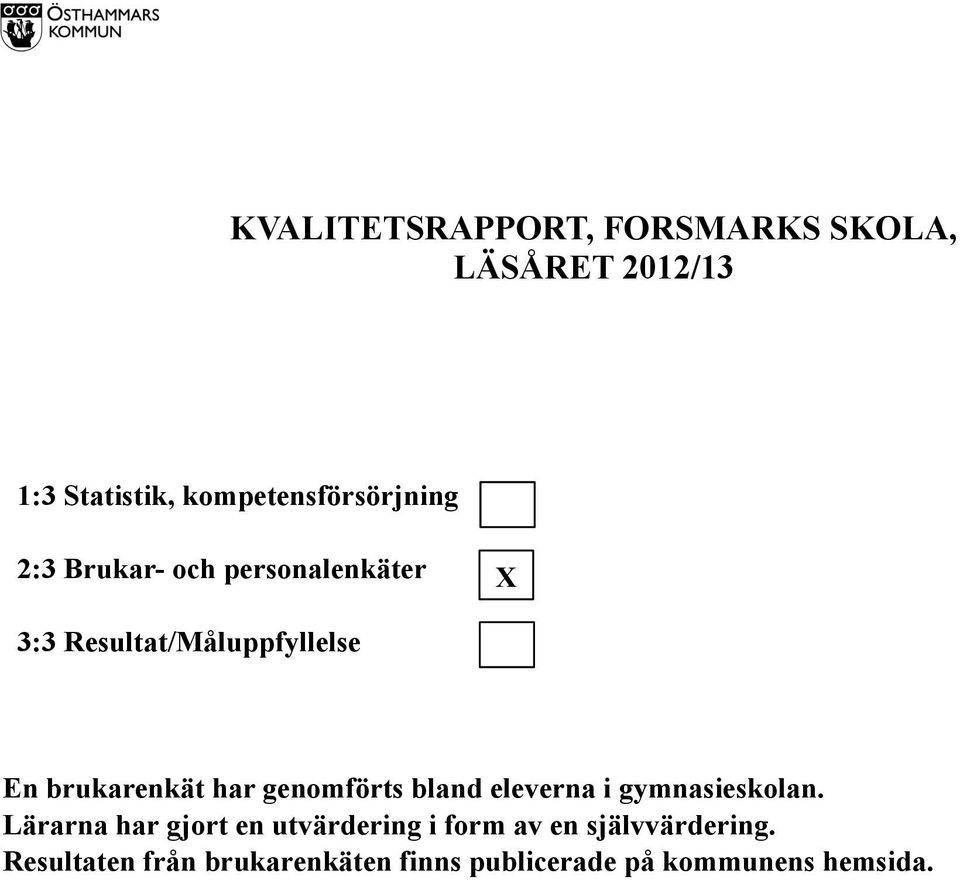 brukarenkät har genomförts bland eleverna i gymnasieskolan.