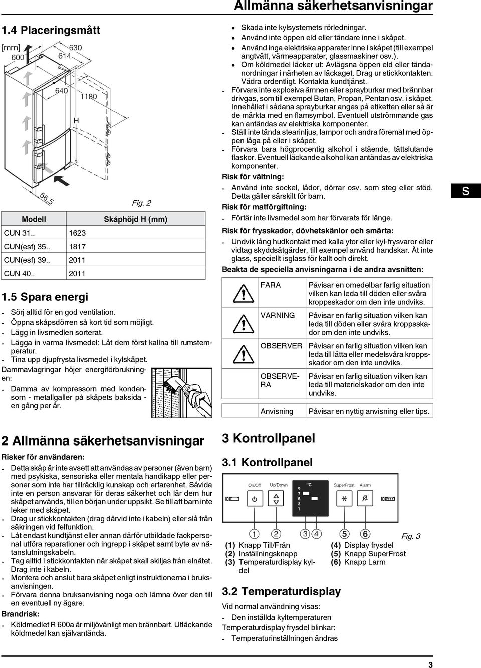 Dammavlagringar höjer energiförbrukningen: - Damma av kompressorn med kondensorn - metallgaller på skåpets baksida - en gång per år.