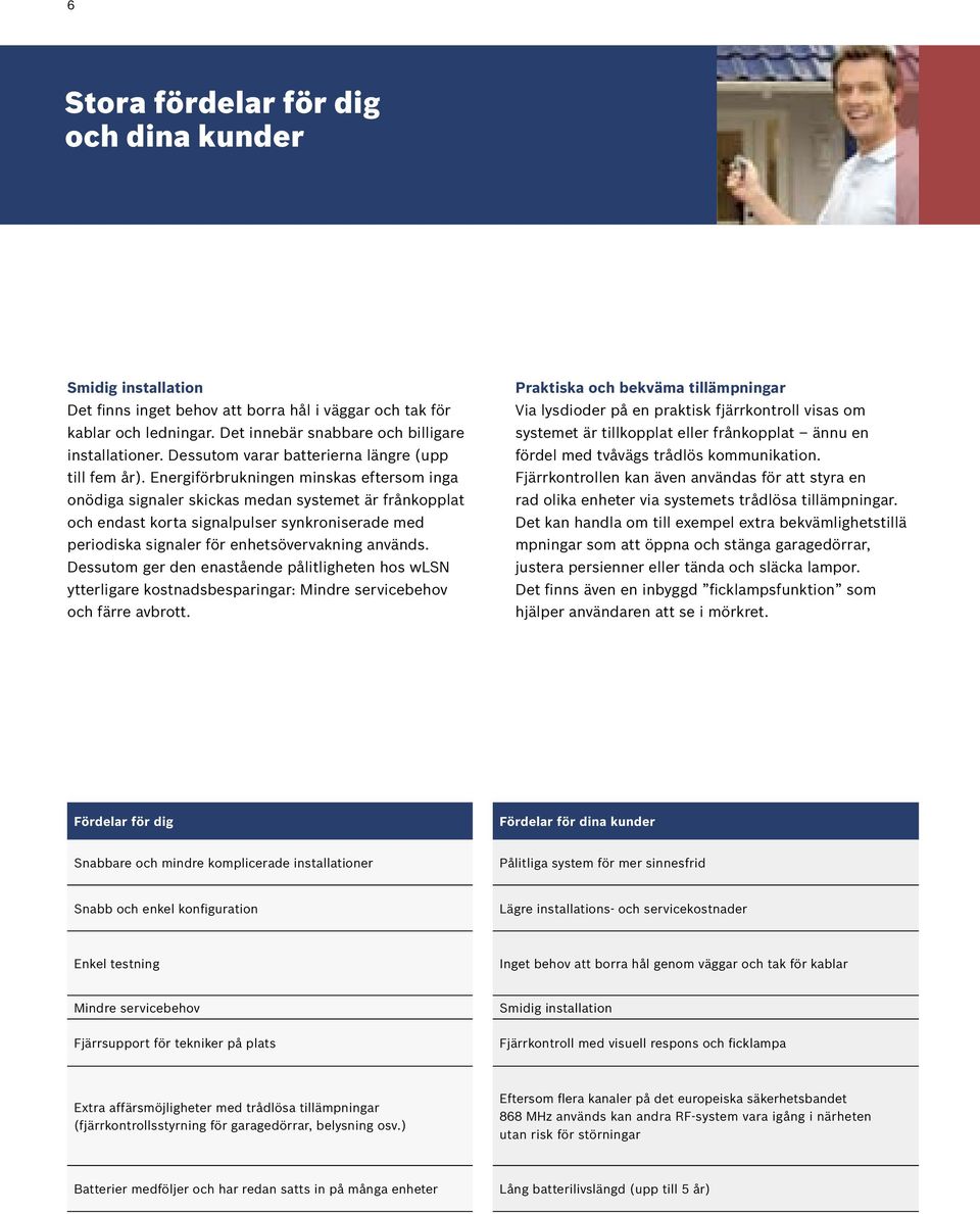 Energiförbrukningen minskas eftersom inga onödiga signaler skickas medan systemet är frånkopplat och endast korta signalpulser synkroniserade med periodiska signaler för enhetsövervakning används.