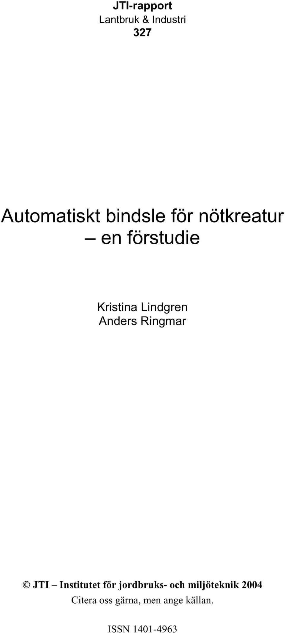 förstudie Kristina Lindgren Anders Ringmar