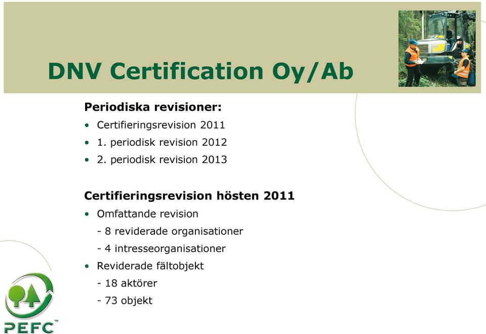 periodisk revision 2013 Certifieringsrevision hösten 2011 Omfattande