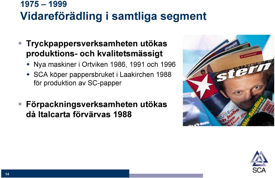 1991 och 1996 SCA köper pappersbruket i Laakirchen 1988 för produktion