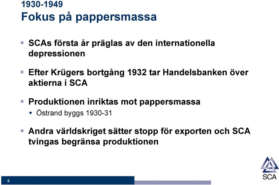 över aktierna i SCA Produktionen inriktas mot pappersmassa Östrand byggs