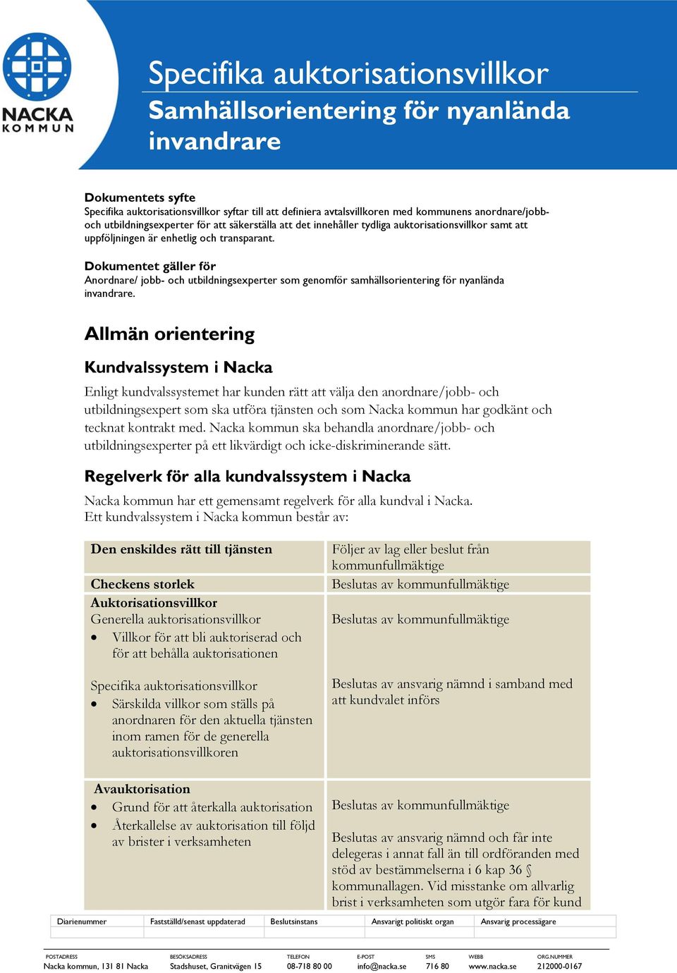 Dokumentet gäller för Anordnare/ jobb- och utbildningsexperter som genomför samhällsorientering för nyanlända invandrare.