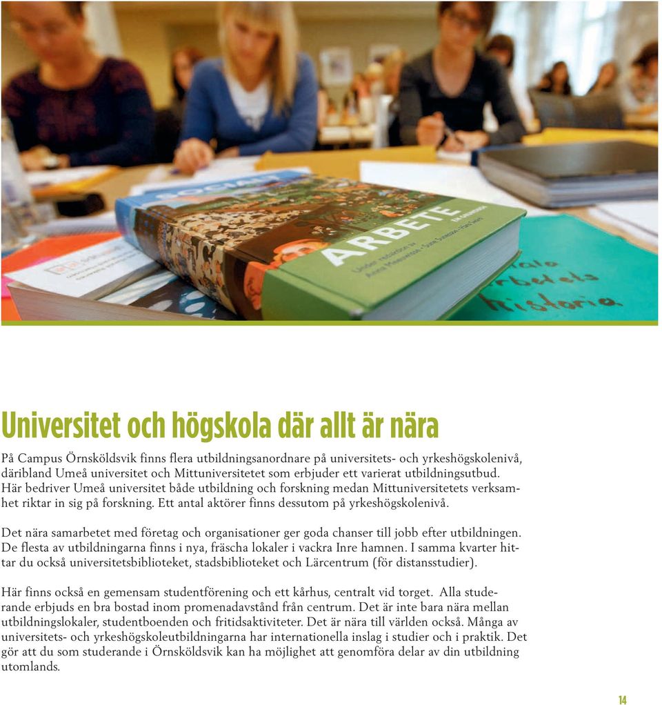 Ett antal aktörer finns dessutom på yrkeshögskolenivå. Det nära samarbetet med företag och organisationer ger goda chanser till jobb efter utbildningen.