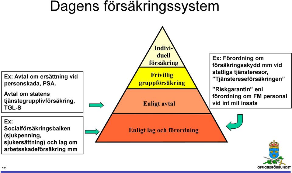 lag om arbetsskadeförsäkring mm Individuell försäkring Frivillig gruppförsäkring Enligt avtal Enligt lag och