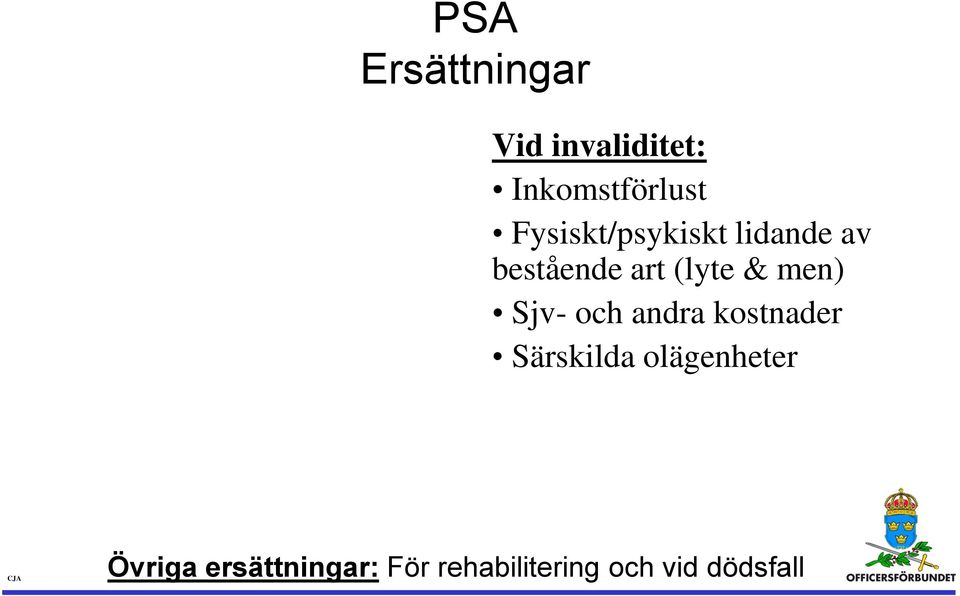 men) Sjv- och andra kostnader Särskilda olägenheter
