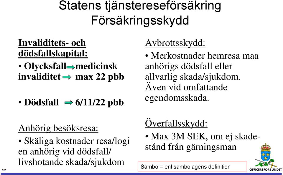 skada/sjukdom. Även vid omfattande egendomsskada.
