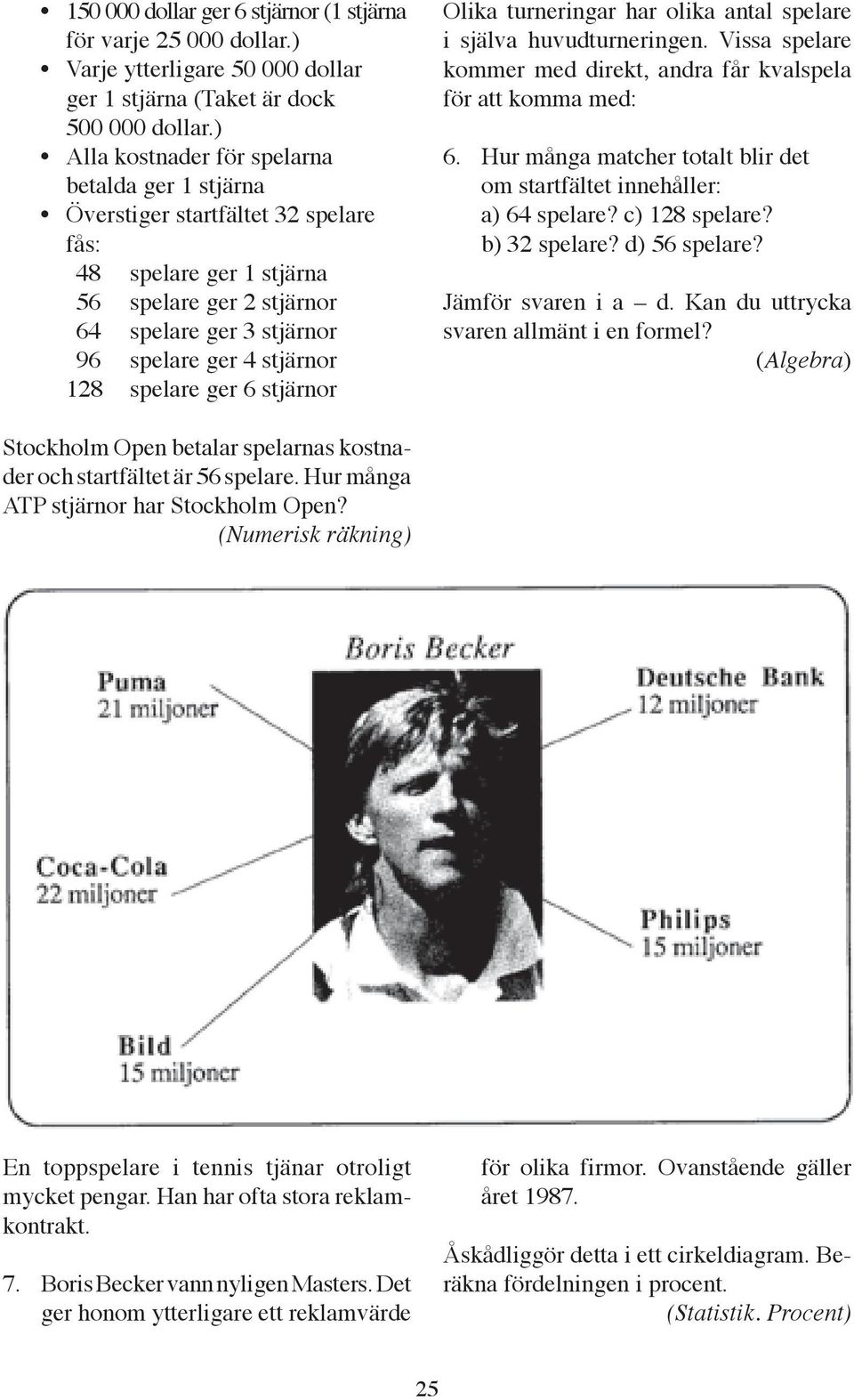 spelare ger 6 stjärnor Olika turneringar har olika antal spelare i själva huvudturneringen. Vissa spelare kommer med direkt, andra får kvalspela för att komma med: 6.