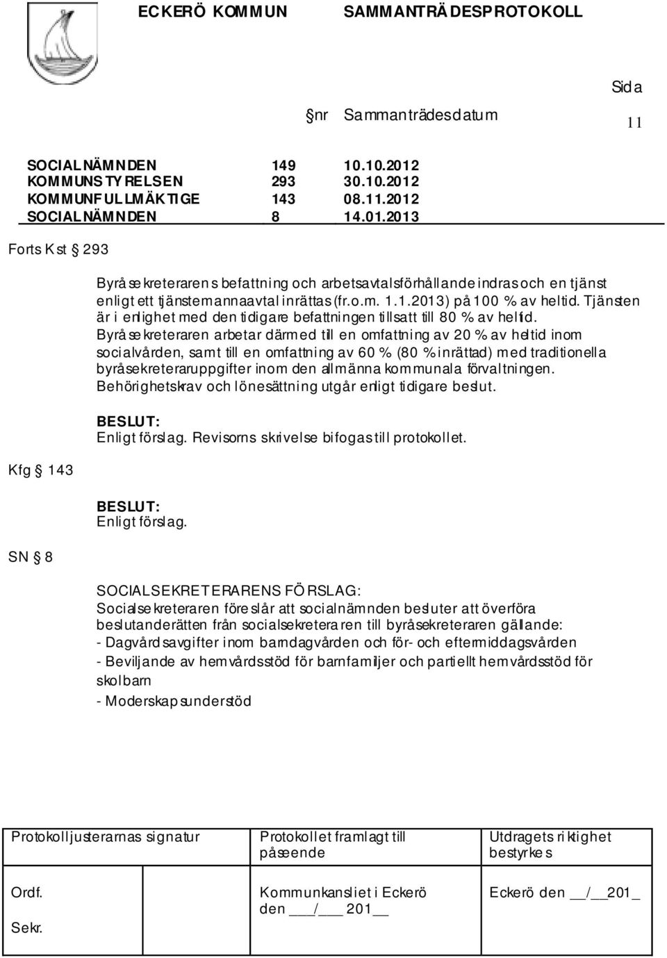 Tjänsten är i enlighet med den tidigare befattningen tillsatt till 80 % av heltid.