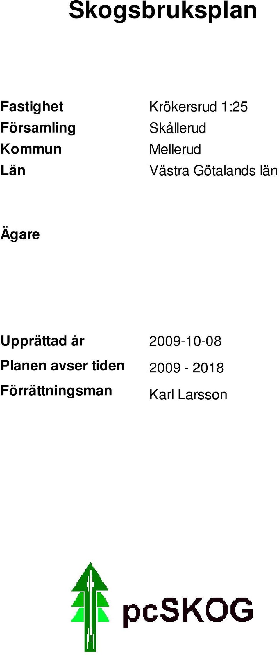 Götalands län Ägare Upprättad år Planen avser