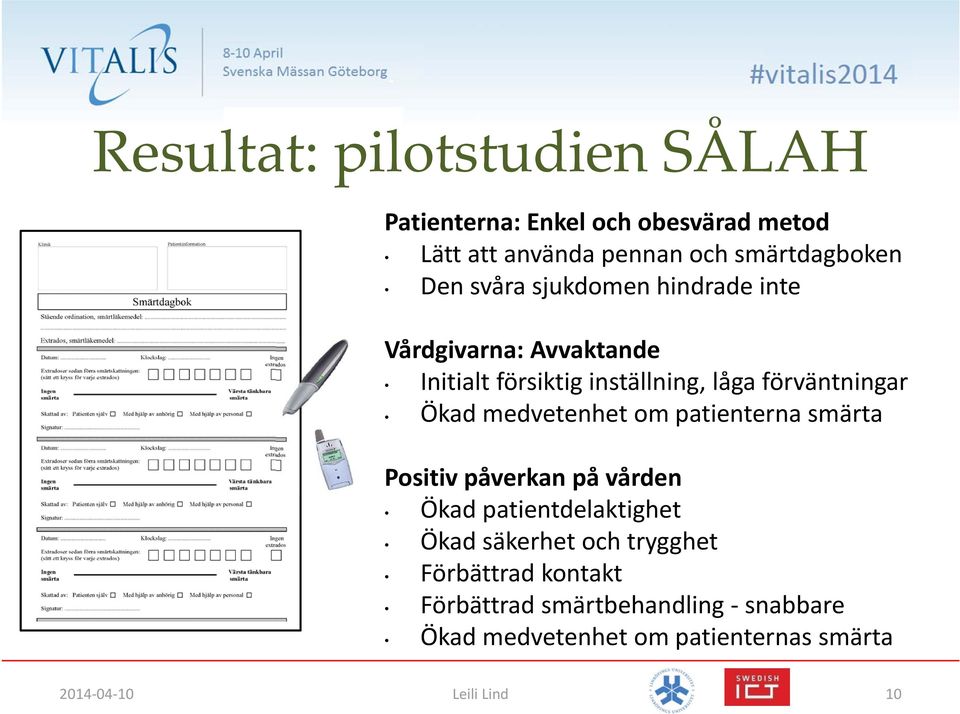 medvetenhet om patienterna smärta Positiv påverkan på vården Ökad patientdelaktighet Ökad säkerhet och trygghet