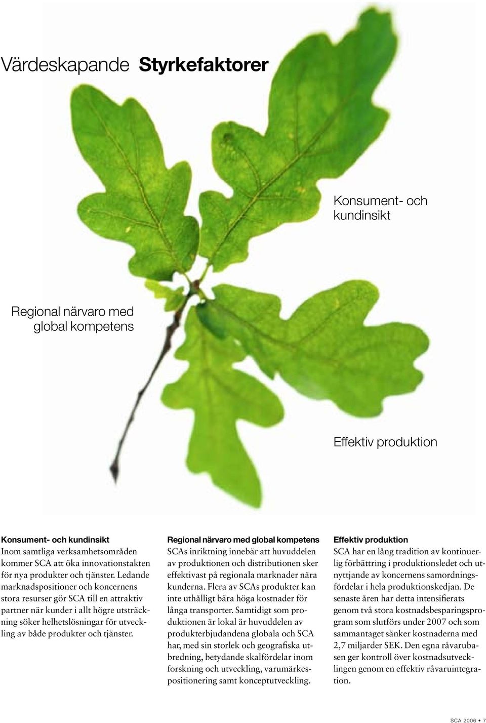 Ledande marknadspositioner och koncernens stora resurser gör SCA till en attraktiv partner när kunder i allt högre utsträckning söker helhetslösningar för utveckling av både produkter och tjänster.
