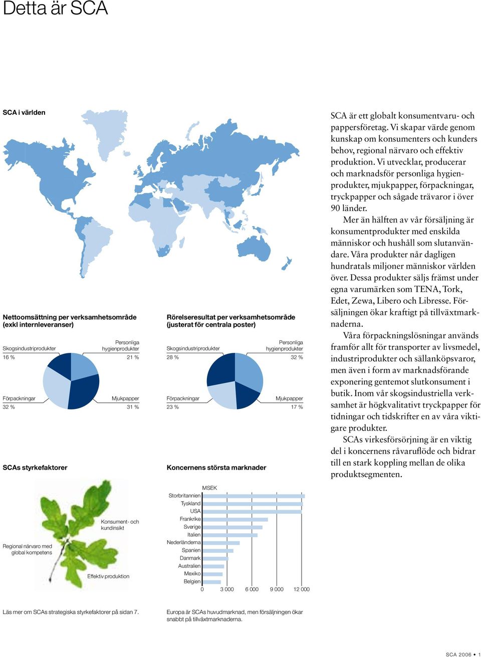 SCA är ett globalt konsumentvaru- och pappersföretag. Vi skapar värde genom kunskap om konsumenters och kunders behov, regional närvaro och effektiv produktion.