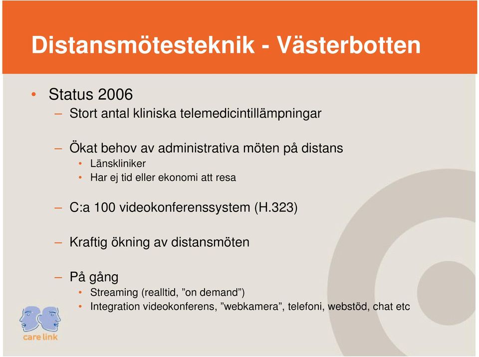 ej tid eller ekonomi att resa C:a 100 videokonferenssystem (H.