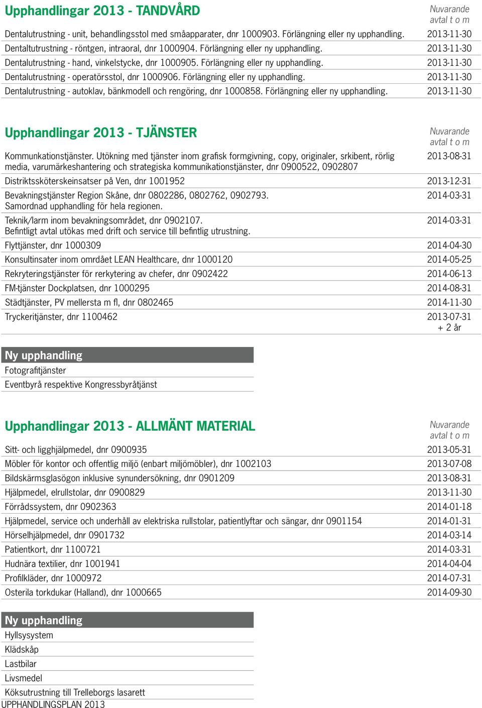 Förlängning eller ny upphandling. 2013-11-30 Dentalutrustning - autoklav, bänkmodell och rengöring, dnr 1000858. Förlängning eller ny upphandling.