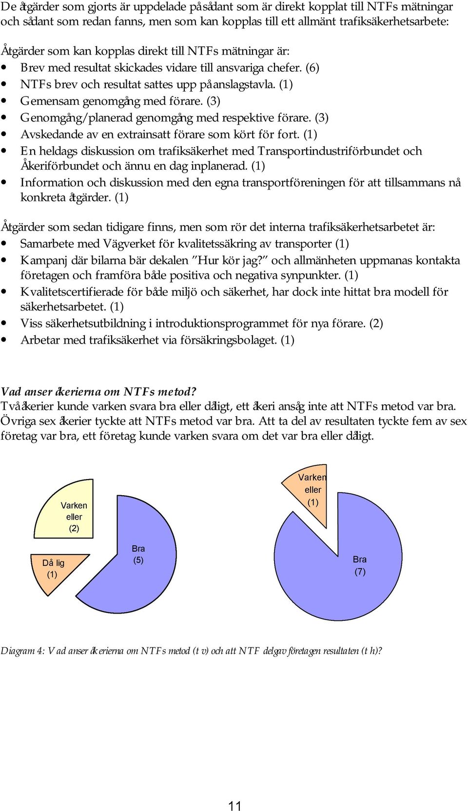 (3) Genomgång/planerad genomgång med respektive förare. (3) Avskedande av en extrainsatt förare som kört för fort.