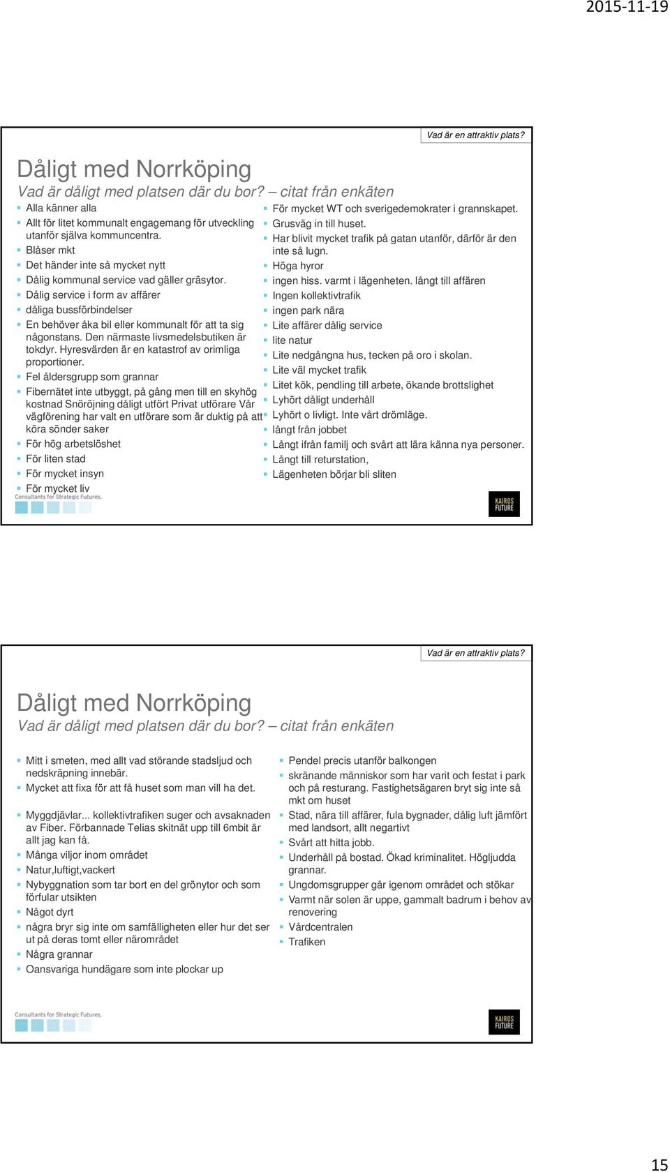 Det händer inte så mycket nytt Höga hyror Dålig kommunal service vad gäller gräsytor. ingen hiss. varmt i lägenheten.