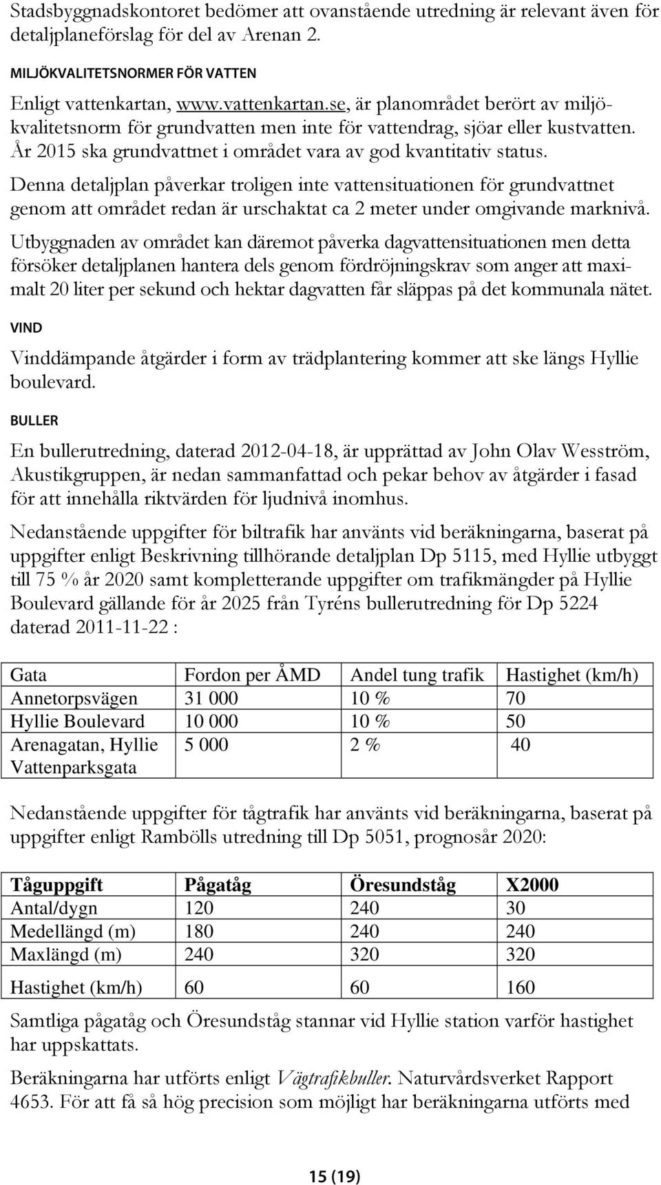Denna detaljplan påverkar troligen inte vattensituationen för grundvattnet genom att området redan är urschaktat ca 2 meter under omgivande marknivå.