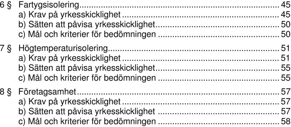 .. 51 b) Sätten att påvisa yrkesskicklighet... 55 c) Mål och kriterier för bedömningen... 55 8 Företagsamhet.