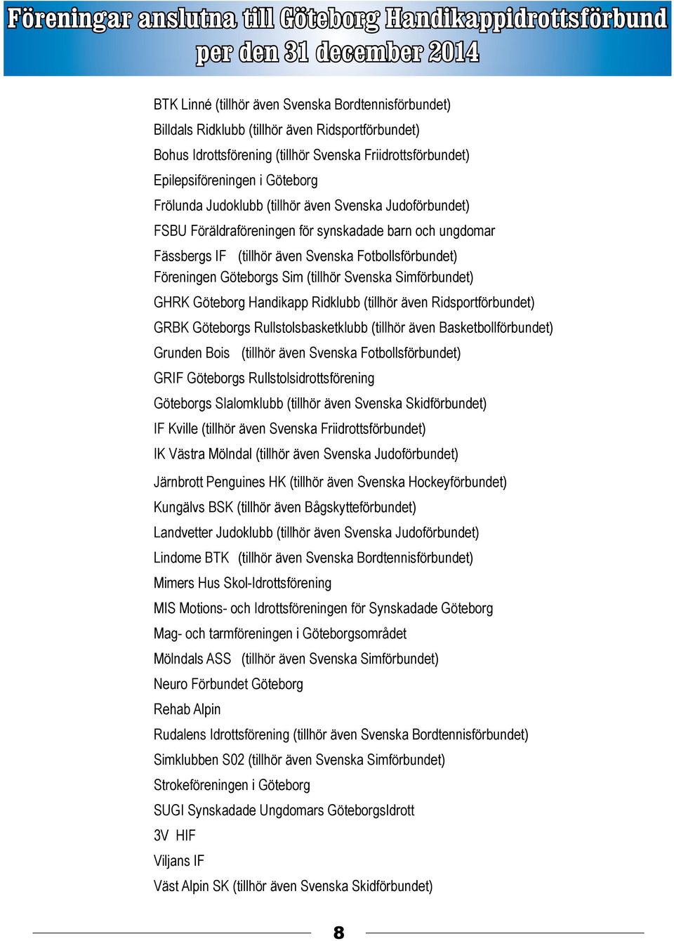 ävn sportörbunt) GBK Götbors ullstolsbastlubb (tllör ävn Bastbollörbunt) Grunn Bos (tllör ävn Svnsa Fotbollsörbunt) GIF Götbors ullstolsrottsörnn Götbors Slalolubb (tllör ävn Svnsa Sörbunt) IF Kvll