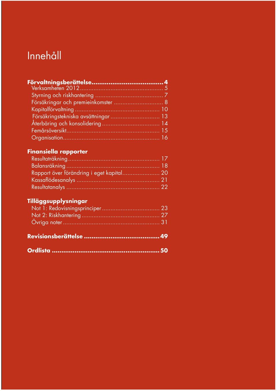 .. 16 Finansiella rapporter Resultaträkning... 17 Balansräkning... 18 Rapport över förändring i eget kapital... 20 Kassaflödesanalys.