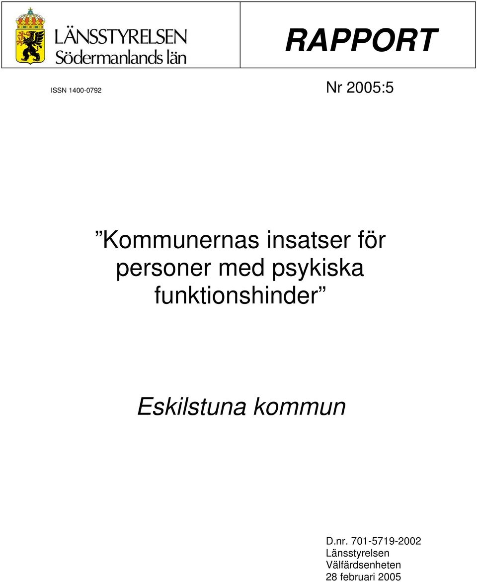 funktionshinder Eskilstuna kommun D.nr.