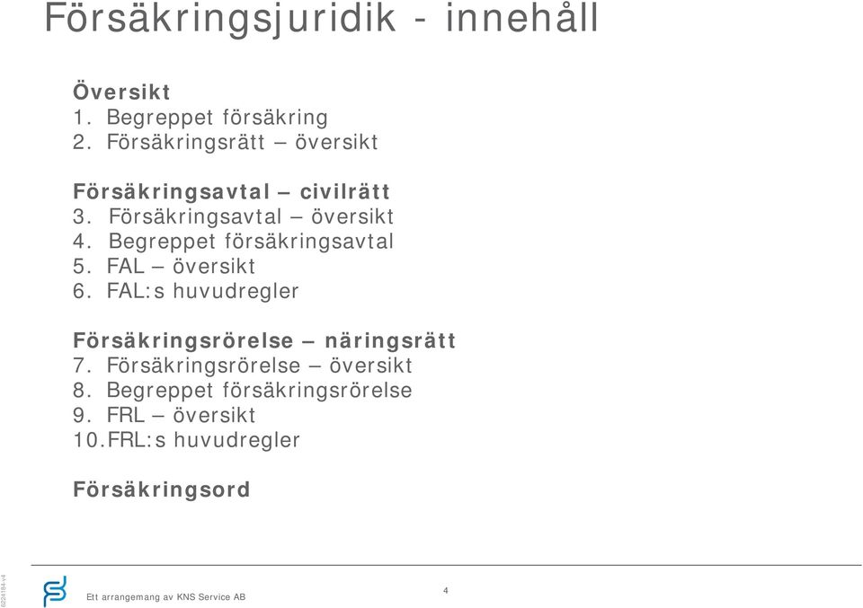 Begreppet försäkringsavtal 5. FAL översikt 6.