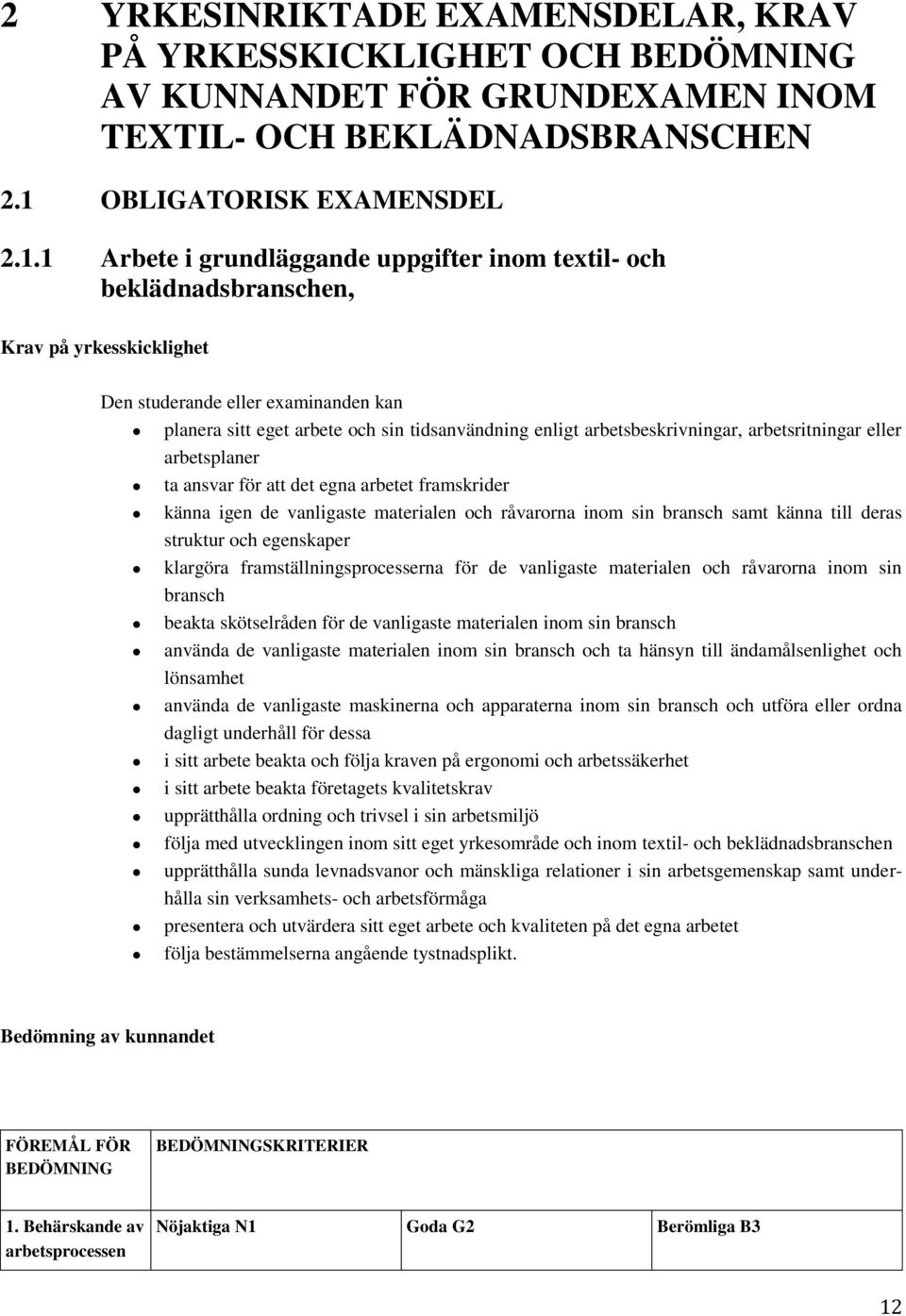 1 Arbete i grundläggande uppgifter inom textil- och beklädnadsbranschen, Krav på yrkesskicklighet kan planera sitt eget arbete och sin tidsanvändning enligt arbetsbeskrivningar, arbetsritningar eller