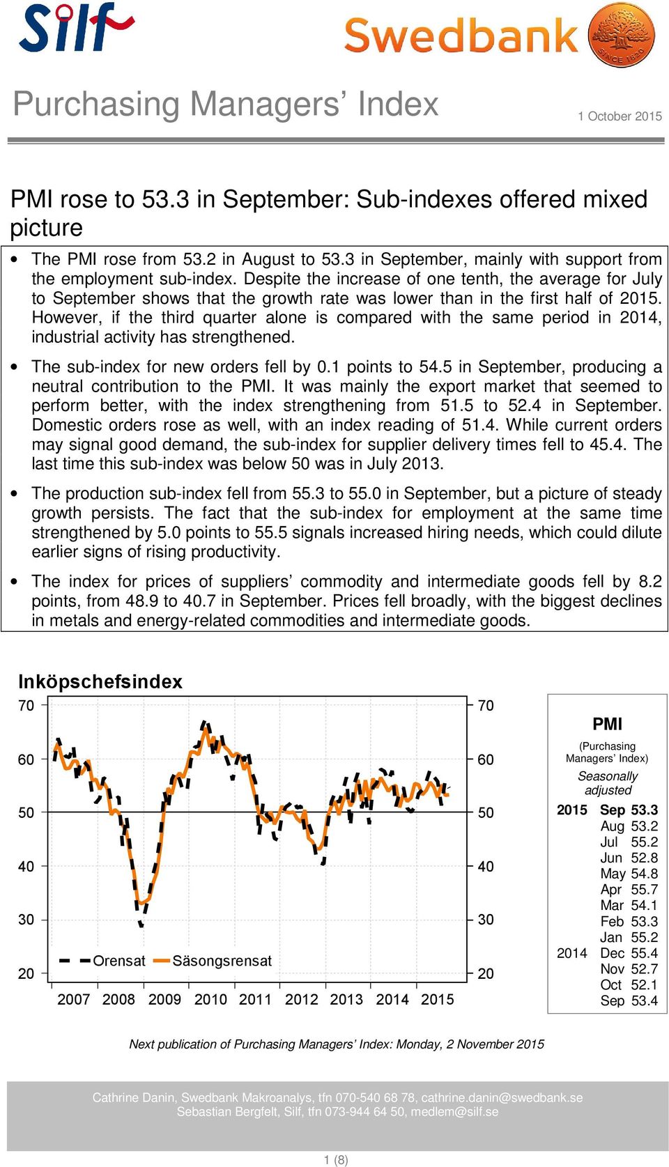 Despite the increase of one tenth, the average for July to September shows that the growth rate was lower than in the first half of 2015.