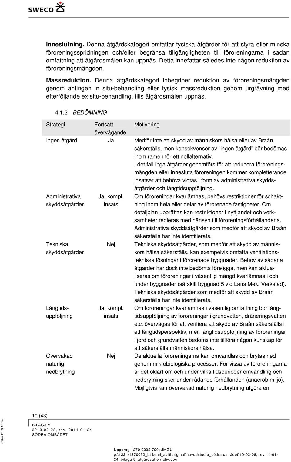 uppnås. Detta innefattar således inte någon reduktion av föroreningsmängden. Massreduktion.