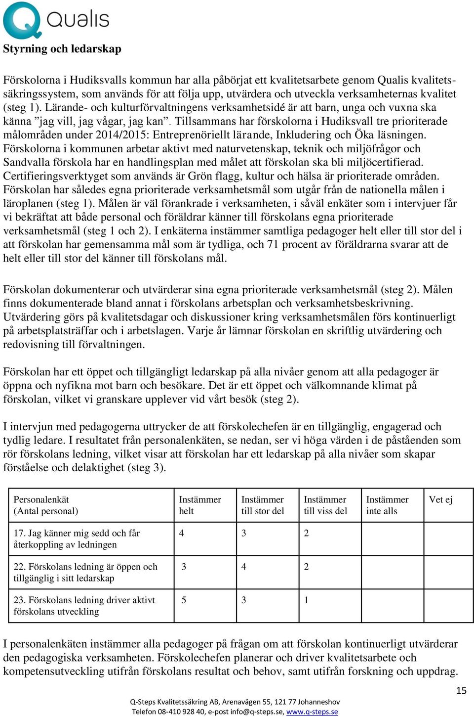 Tillsammans har förskolorna i Hudiksvall tre prioriterade målområden under 2014/2015: Entreprenöriellt lärande, Inkludering och Öka läsningen.