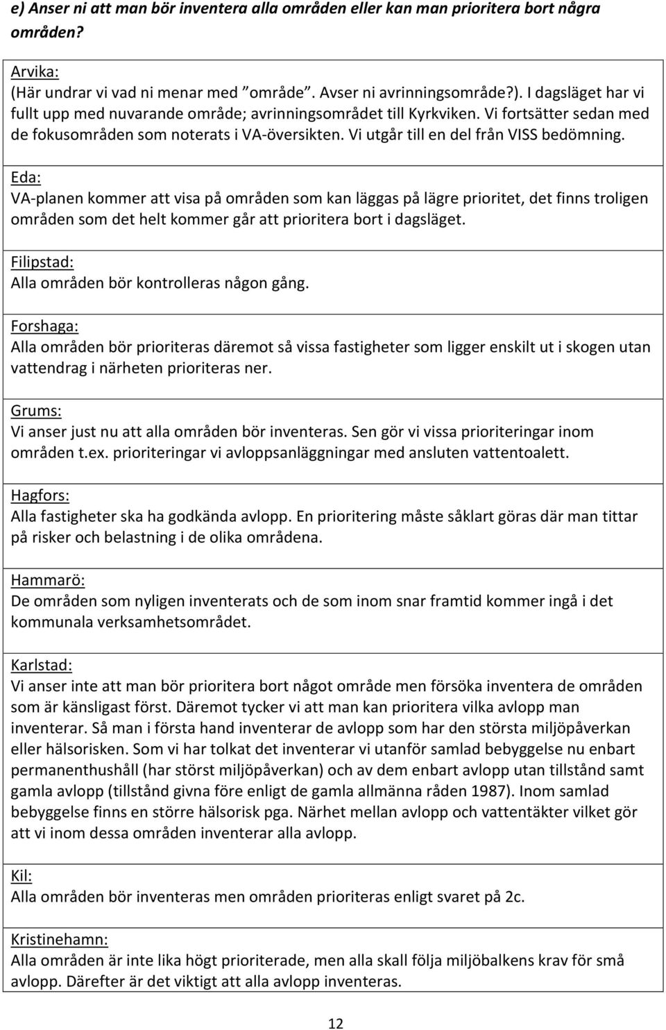 Eda: VA-planen kommer att visa på områden som kan läggas på lägre prioritet, det finns troligen områden som det helt kommer går att prioritera bort i dagsläget.