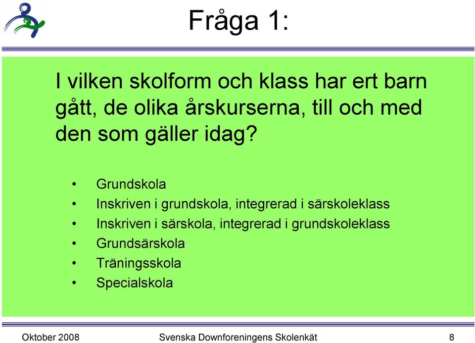 Grundskola Inskriven i grundskola, integrerad i särskoleklass Inskriven i