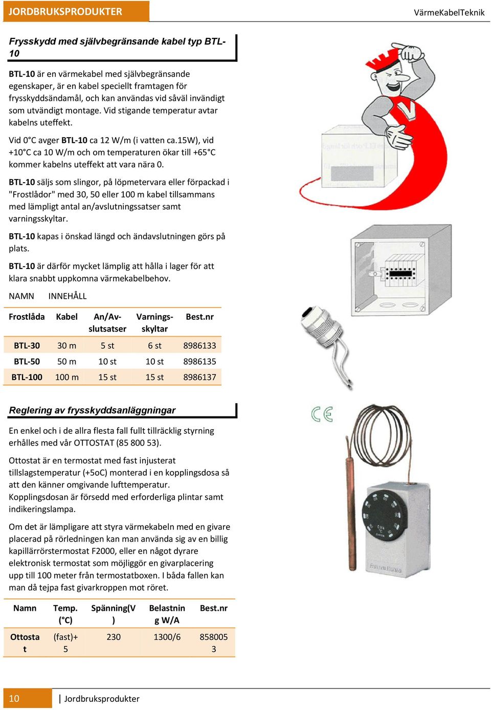 15w), vid +10 C ca 10 W/m och om temperaturen ökar till +65 C kommer kabelns uteffekt att vara nära 0.