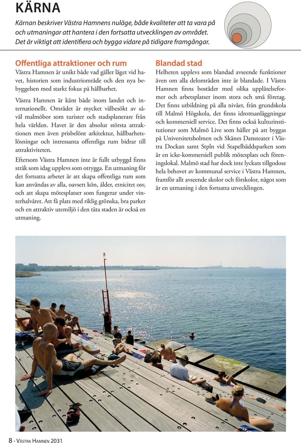 Offentliga attraktioner och rum Västra Hamnen är unikt både vad gäller läget vid havet, historien som industriområde och den nya bebyggelsen med starkt fokus på hållbarhet.