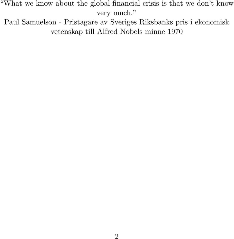 Paul Samuelson - Pristagare av Sveriges