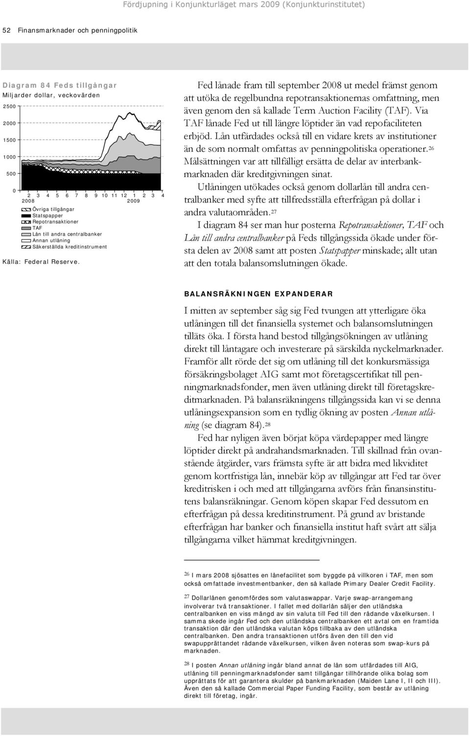 9 1 11 12 1 2 29 Fed lånade fram till september 2 ut medel främst genom att utöka de regelbundna repotransaktionernas omfattning, men även genom den så kallade Term Auction Facility (TAF).