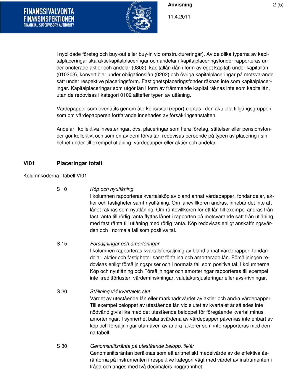 kapital) under kapitallån (010203), konvertibler under obligationslån (0202) och övriga kapitalplaceringar på motsvarande sätt under respektive placeringsform.