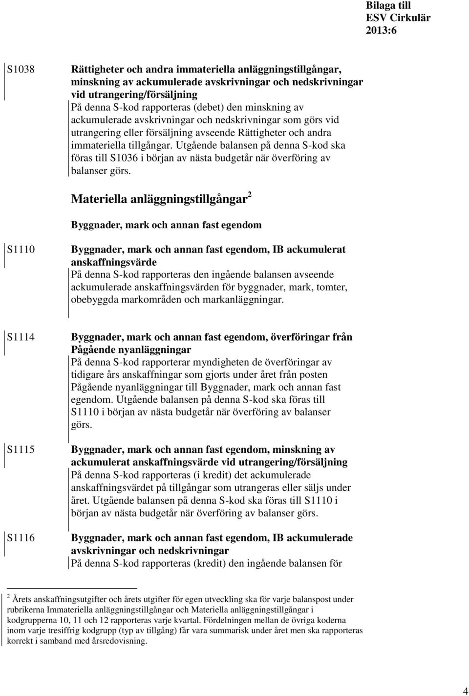 Utgående balansen på denna S-kod ska föras till S1036 i början av nästa budgetår när överföring av balanser görs.