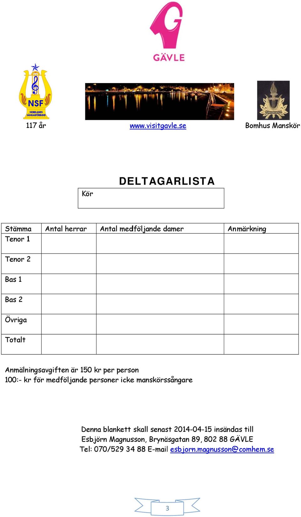 personer ickee manskörssångare Denna blankett skall senast 2014-04-15 insändas till Esbjörn