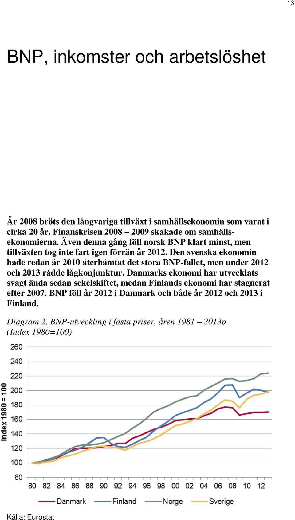 Den svenska ekonomin hade redan år 2010 återhämtat det stora BNP-fallet, men under 2012 och 2013 rådde lågkonjunktur.