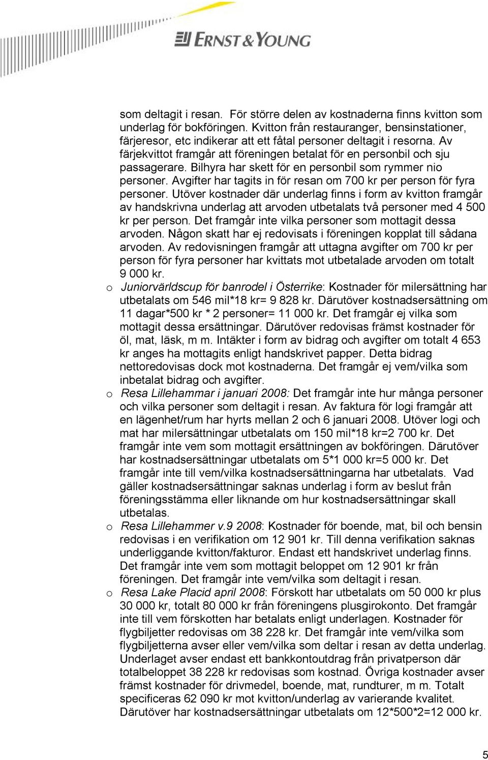 Bilhyra har skett för en personbil som rymmer nio personer. Avgifter har tagits in för resan om 700 kr per person för fyra personer.