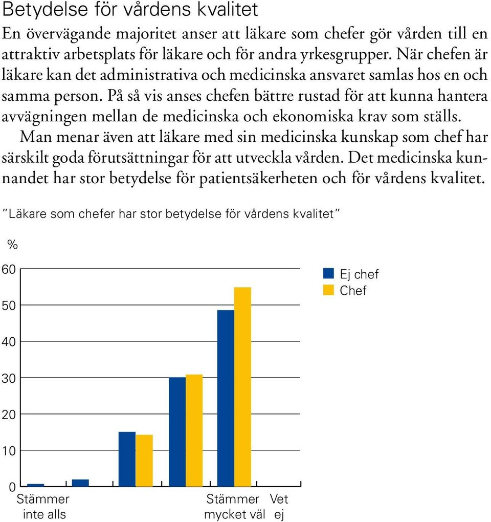 På så vis anses chefen bättre rustad för att kunna hantera avvägningen mellan de medicinska och ekonomiska krav som ställs.