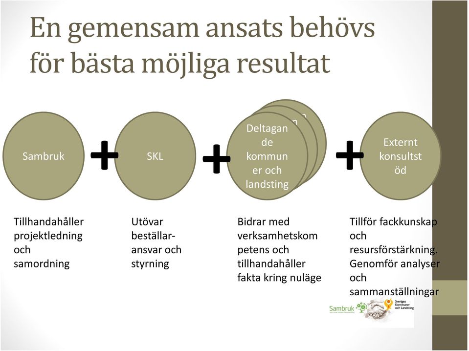 projektledning och samordning Utövar beställaransvar och styrning Bidrar med verksamhetskom petens och