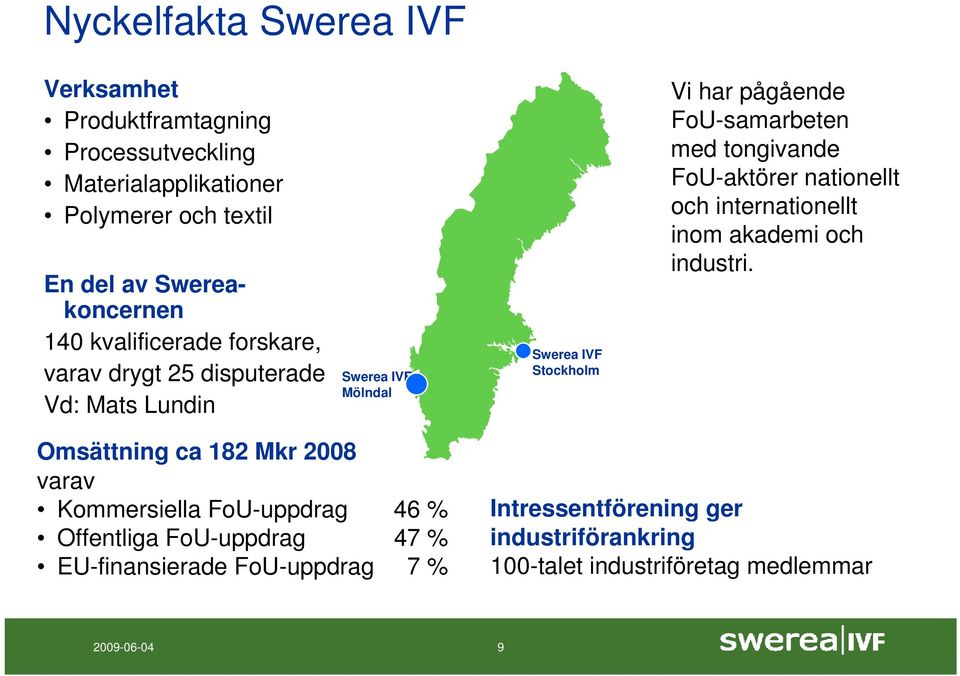 tongivande FoU-aktörer nationellt och internationellt inom akademi och industri.
