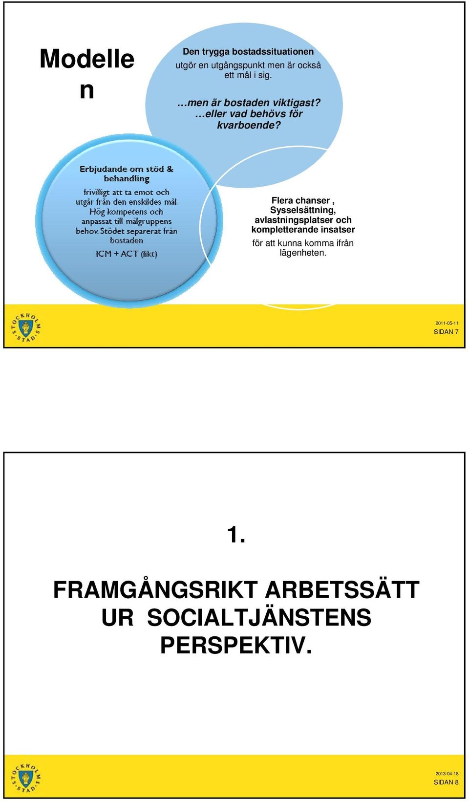 Flera chanser, Sysselsättning, avlastningsplatser och kompletterande insatser för att